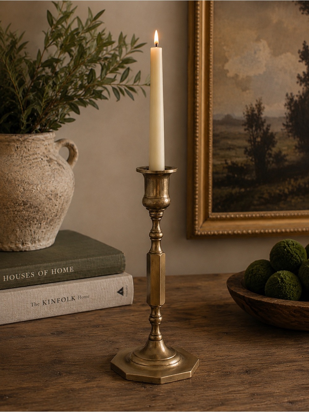 Antique Brass Taper Candle Holder - Classic Home Accents